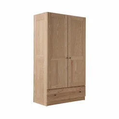 Armoires|Armoires Et Dressing>Camif Armoire bois massif 2 portes 1 tiroir Iris - - Poignées Noir Brut