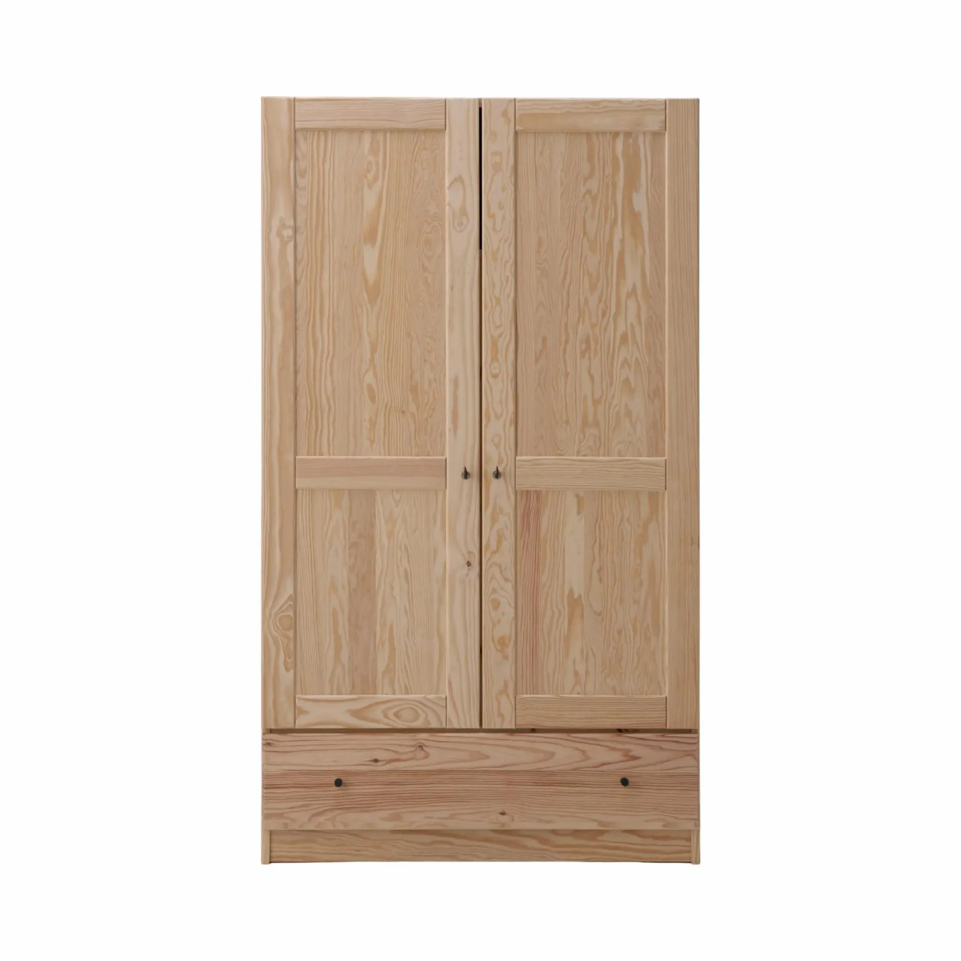 Armoires|Armoires Et Dressing>Camif Armoire bois massif 2 portes 1 tiroir Iris - - Poignées Noir Brut