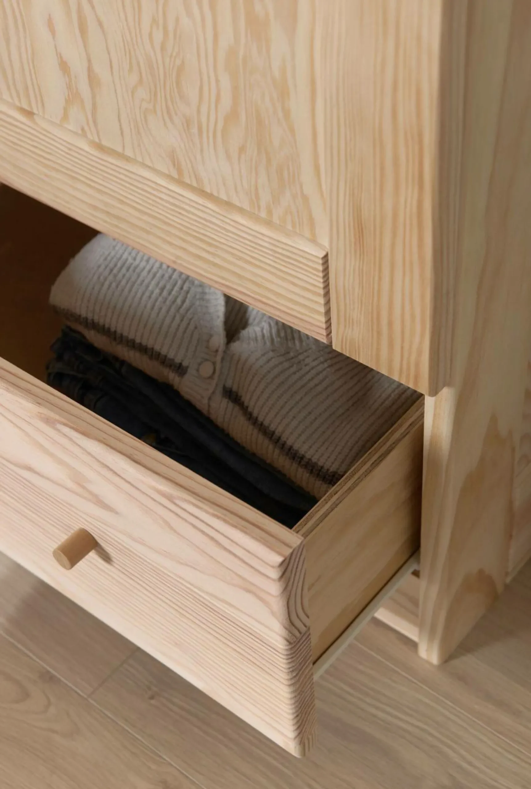 Armoires|Armoires Et Dressing>Camif Armoire bois massif 2 portes 1 tiroir Iris - - Poignées Bois Brut