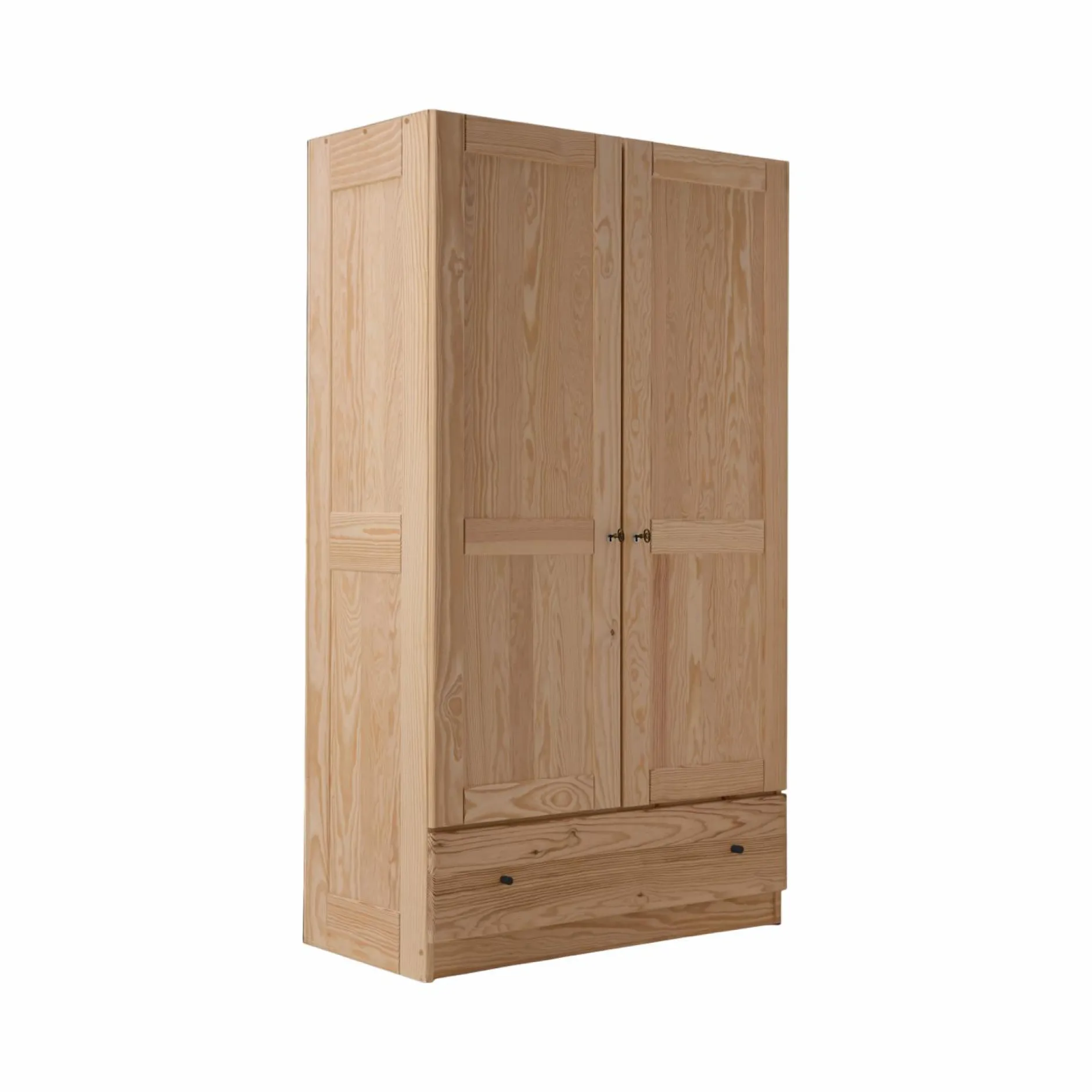 Armoires|Armoires Et Dressing>Camif Armoire bois massif 2 portes 1 tiroir Iris - - Poignées Noir Naturel