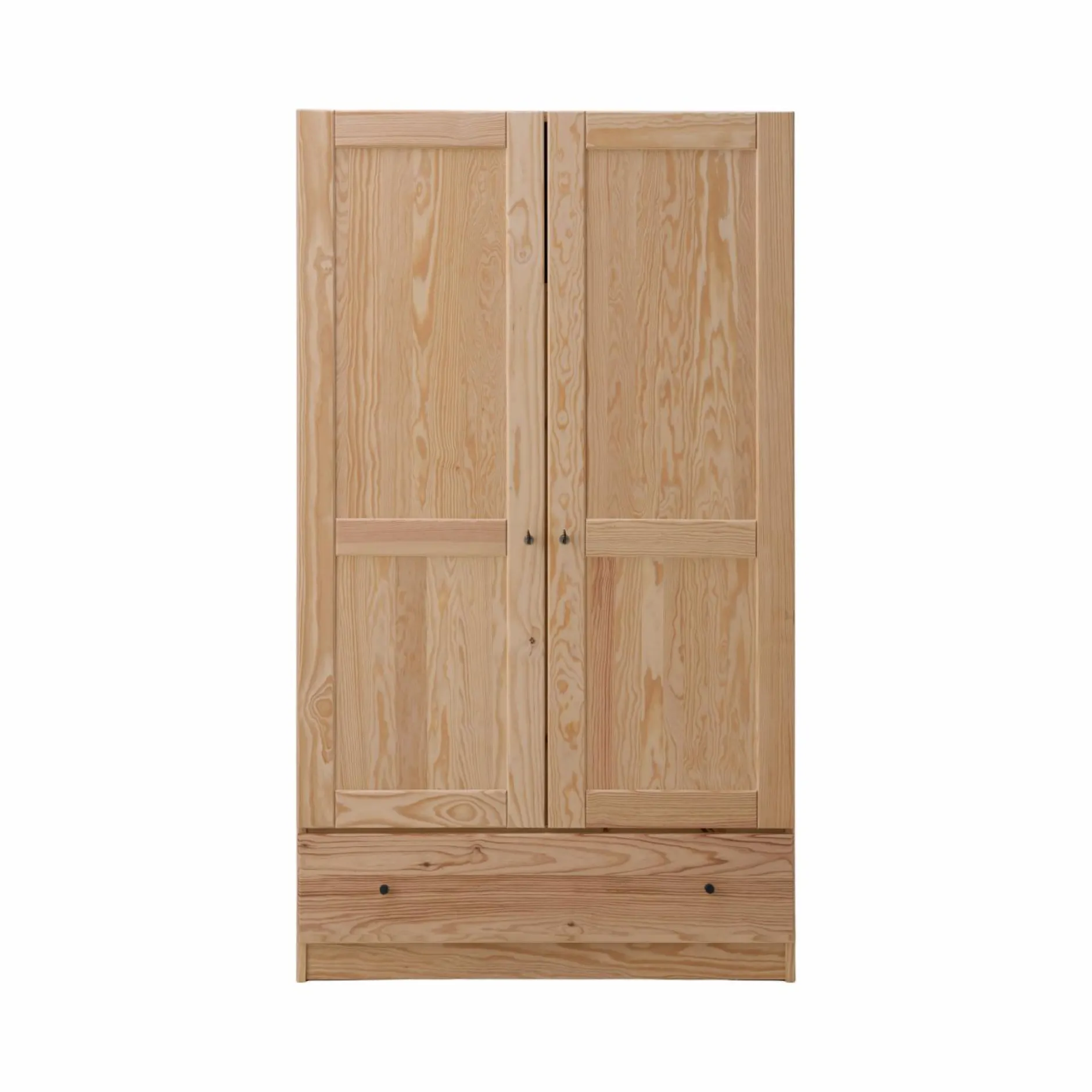 Armoires|Armoires Et Dressing>Camif Armoire bois massif 2 portes 1 tiroir Iris - - Poignées Noir Naturel