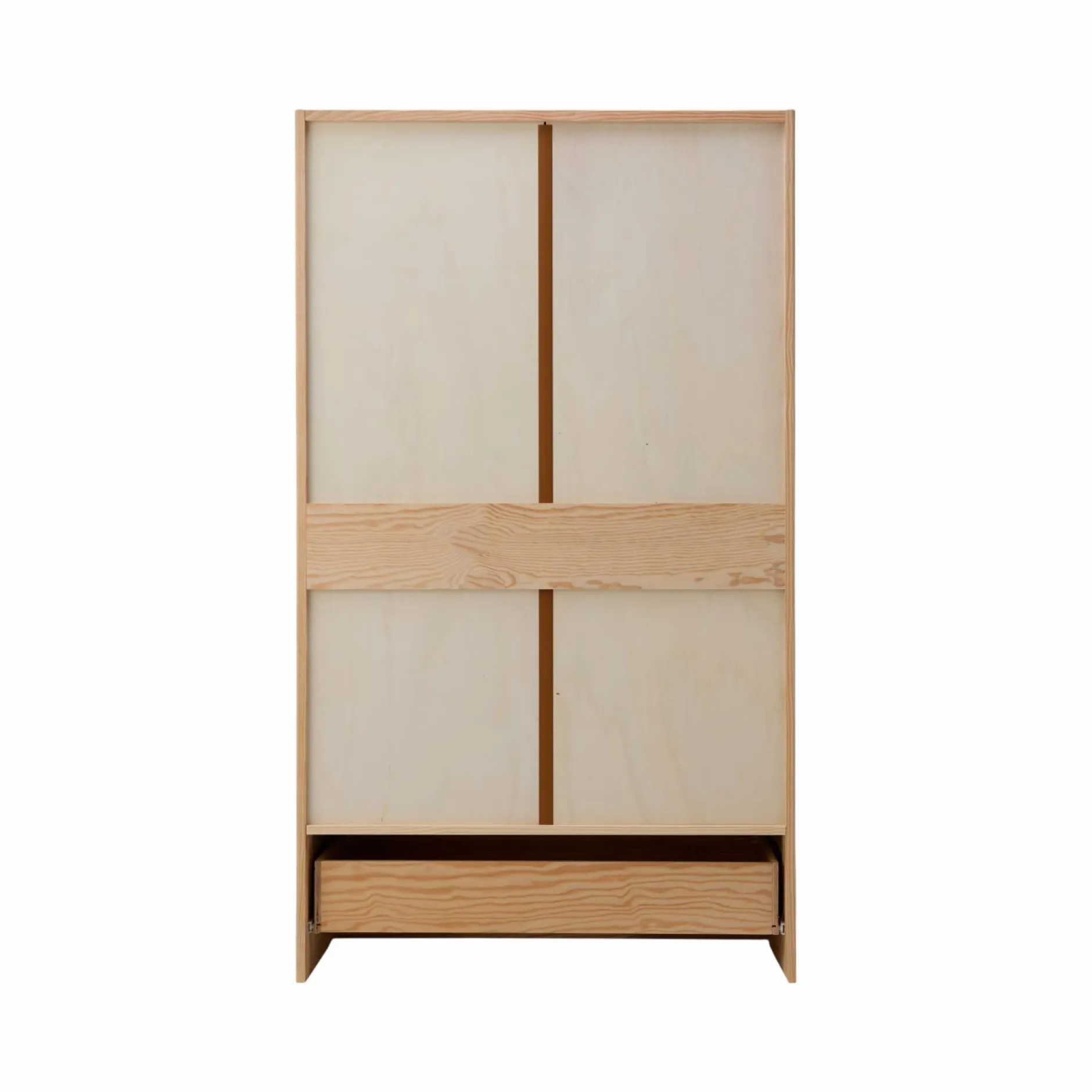 Armoires|Armoires Et Dressing>Camif Armoire bois massif 2 portes 1 tiroir Iris - - Poignées Noir Naturel