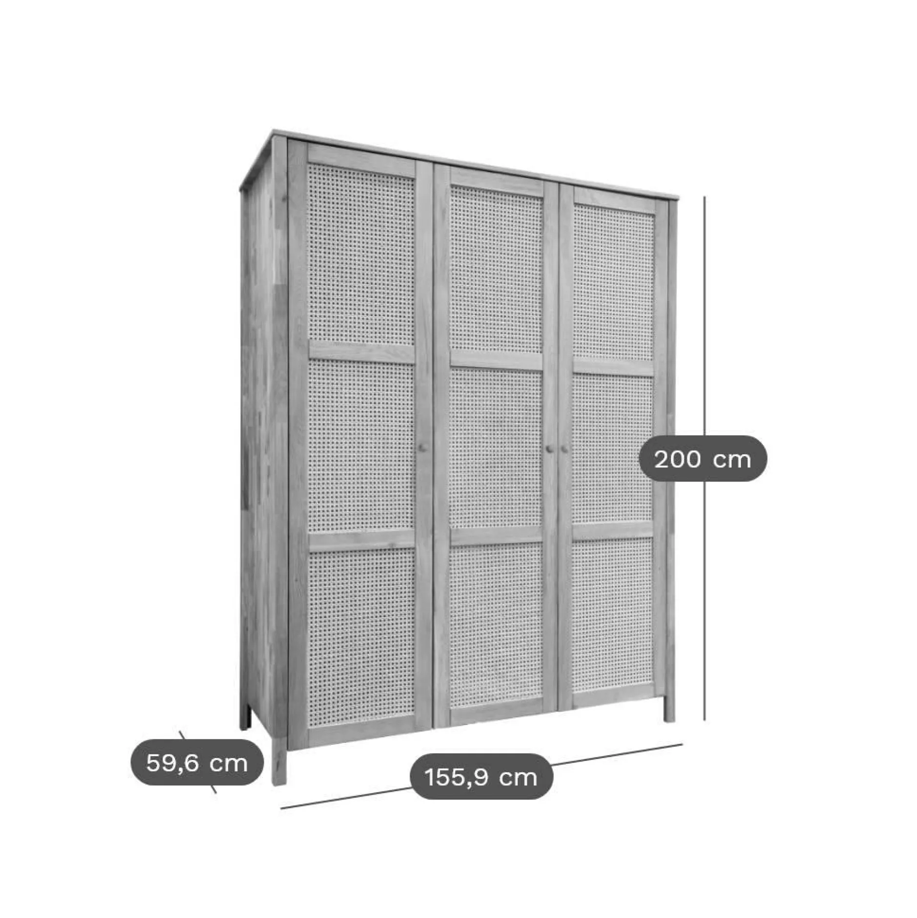 Armoires|Armoires Et Dressing>Camif Armoire chêne massif 3 portes Capucine