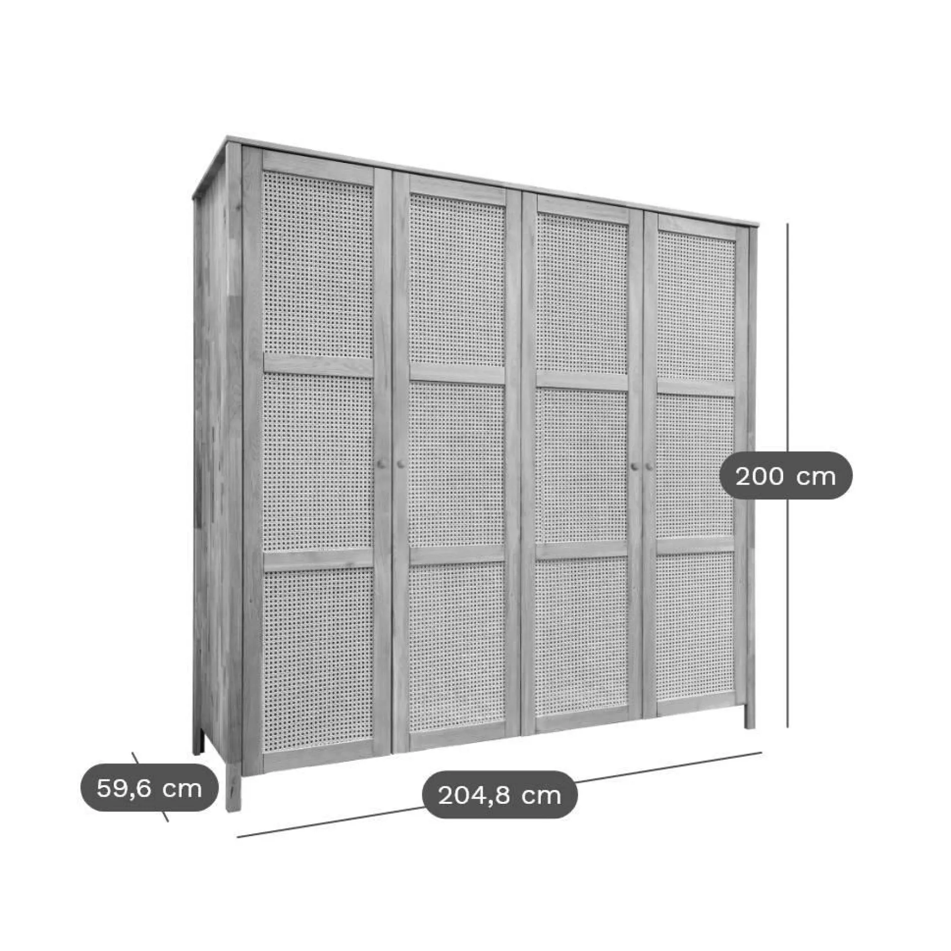 Armoires|Armoires Et Dressing>Camif Armoire chêne massif 4 portes Capucine