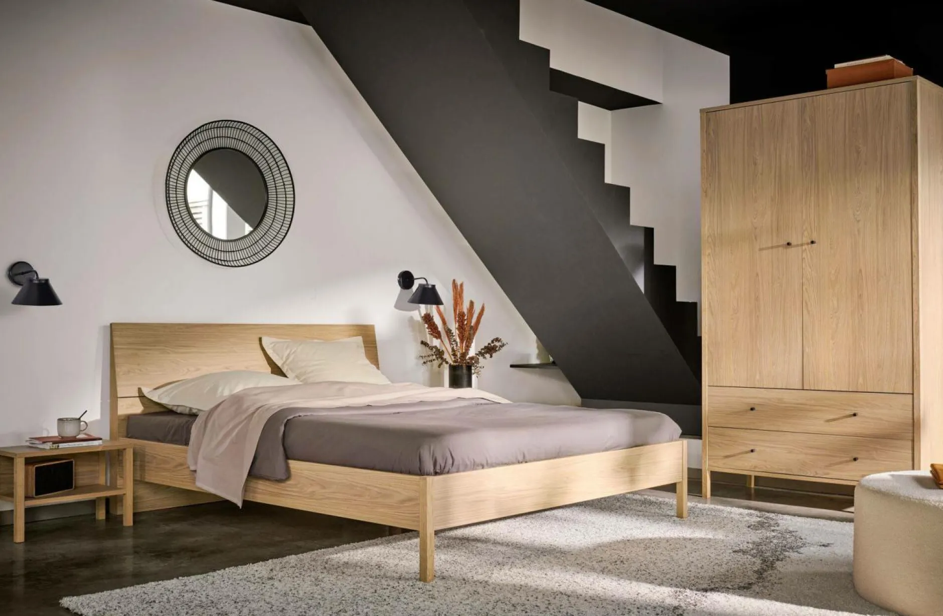 Armoires|Armoires Et Dressing>Camif Armoire décor bois 2 portes 2 tiroirs Simon