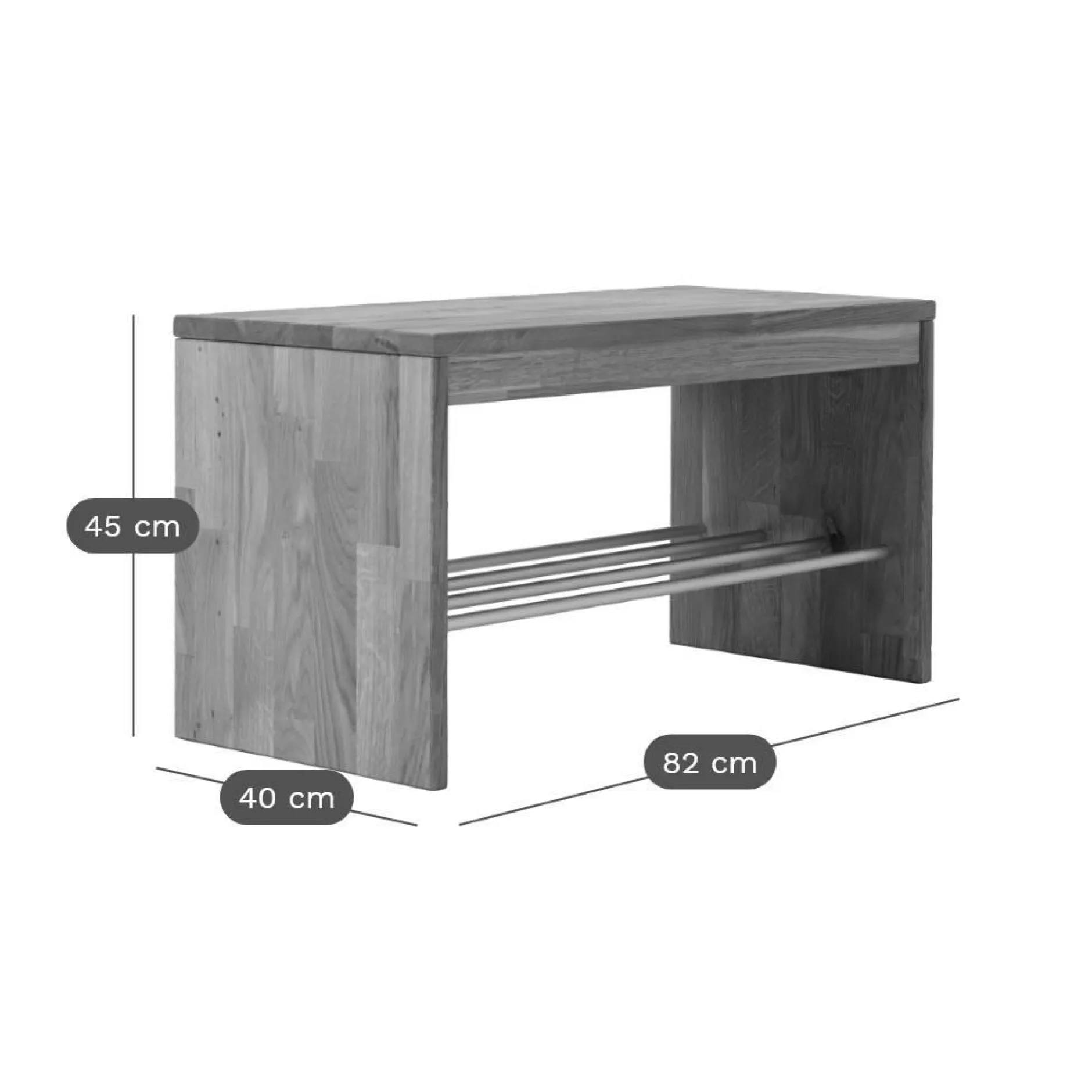 Meubles D'Entrée>Camif Banc à chaussures bois massif 1 place Cyriel - Chêne Massif