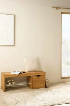 Meubles D'Entrée>Camif Banc à chaussures bois massif avec 1 cube de rangement Cyriel - Chêne Massif