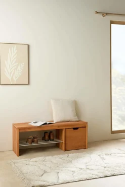 Meubles D'Entrée>Camif Banc à chaussures bois massif avec 1 cube de rangement Cyriel - Hêtre Massif