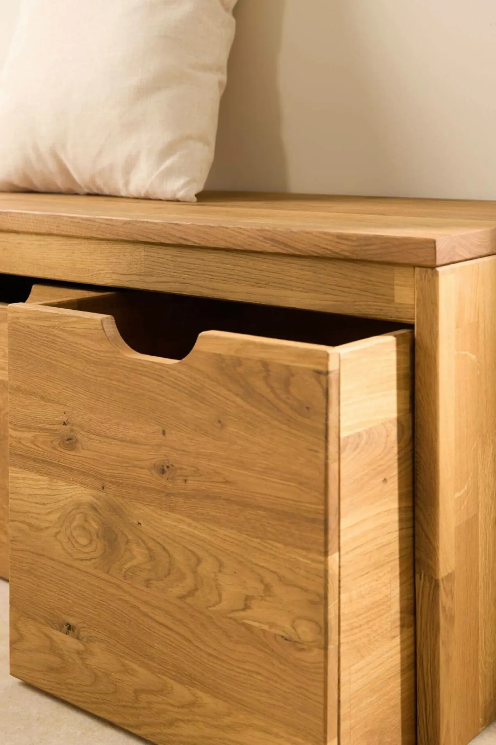 Meubles D'Entrée>Camif Banc à chaussures bois massif avec 2 cubes de rangement Cyriel - Chêne Massif