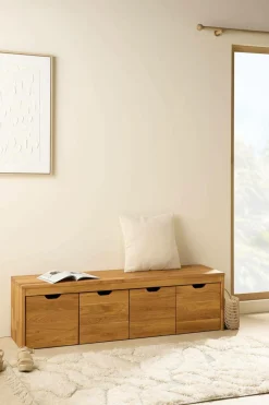 Meubles Tv|Meubles D'Entrée>Camif Banc bois massif 4 cubes de rangement Cyriel - Chêne Massif