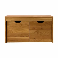 Meubles D'Entrée|Meubles Tv>Camif Banc bois massif 2 cubes de rangement Cyriel - Chêne Massif