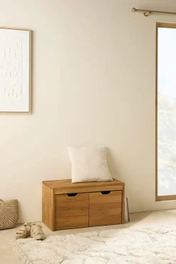 Meubles D'Entrée|Meubles Tv>Camif Banc bois massif 2 cubes de rangement Cyriel - Chêne Massif