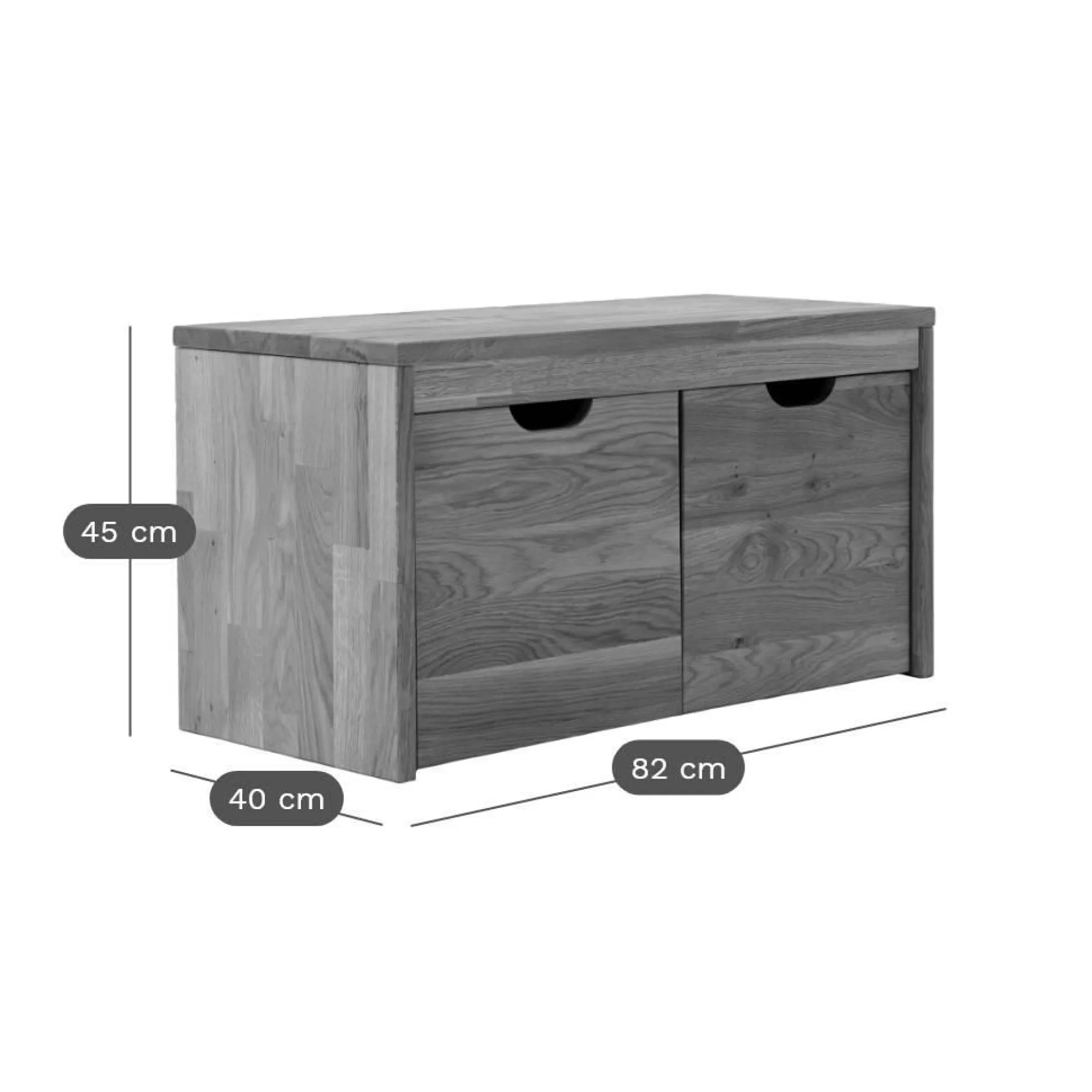 Meubles D'Entrée|Meubles Tv>Camif Banc bois massif 2 cubes de rangement Cyriel - Chêne Massif