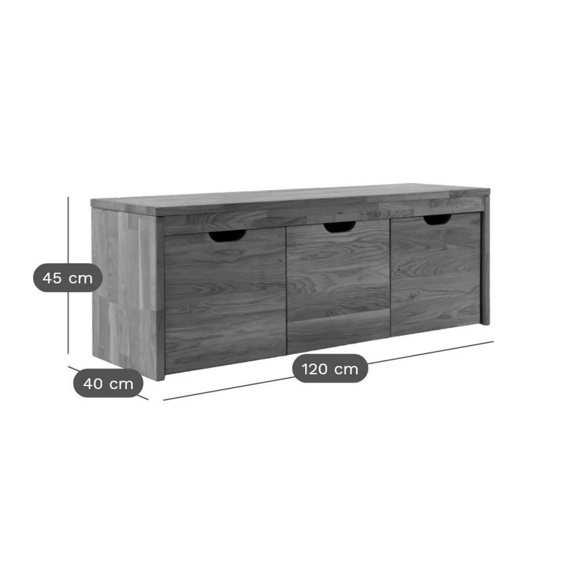 Meubles D'Entrée|Meubles Tv>Camif Banc bois massif 3 cubes de rangement Cyriel - Chêne Massif