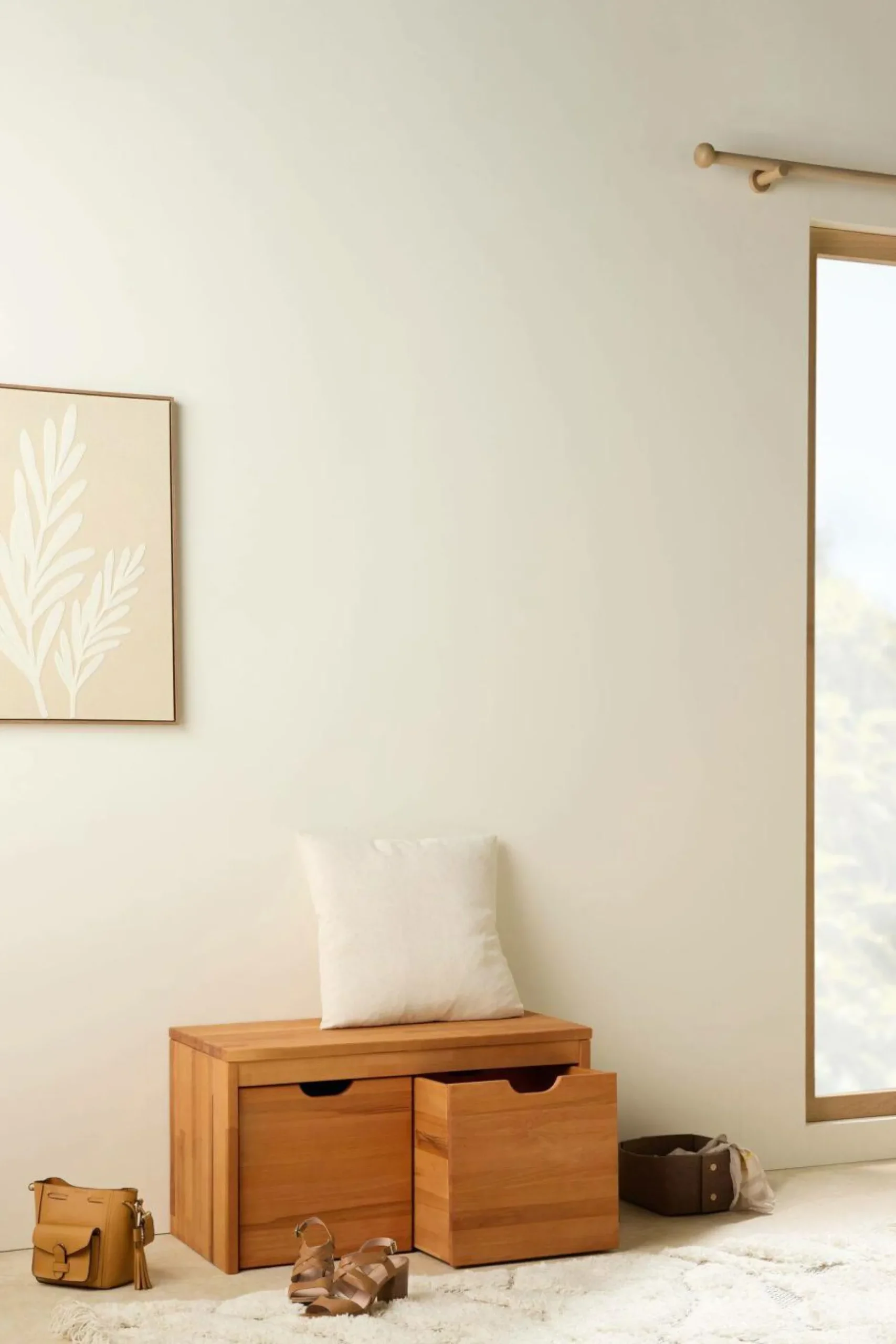 Meubles Tv|Meubles D'Entrée>Camif Banc bois massif 2 cubes de rangement Cyriel - Hêtre Massif