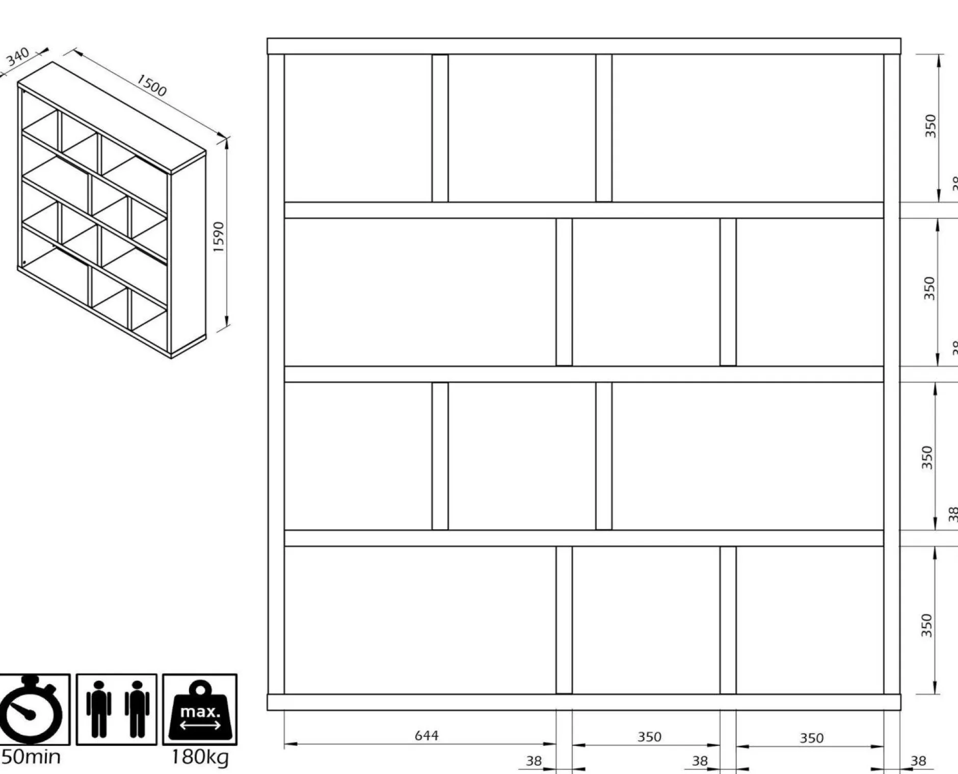 Bibliothèques|Etagères>Camif Bibliothèque 4 niveaux L150 cm Texas - Blanc/Naturel