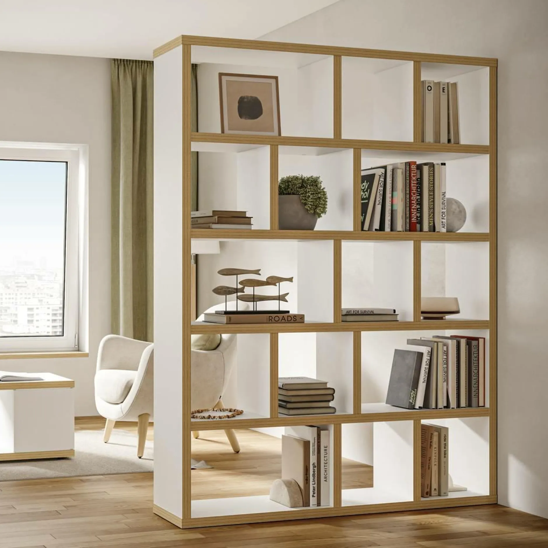 Bibliothèques|Etagères>Camif Bibliothèque 5 niveaux L150 cm Texas - Blanc/Naturel