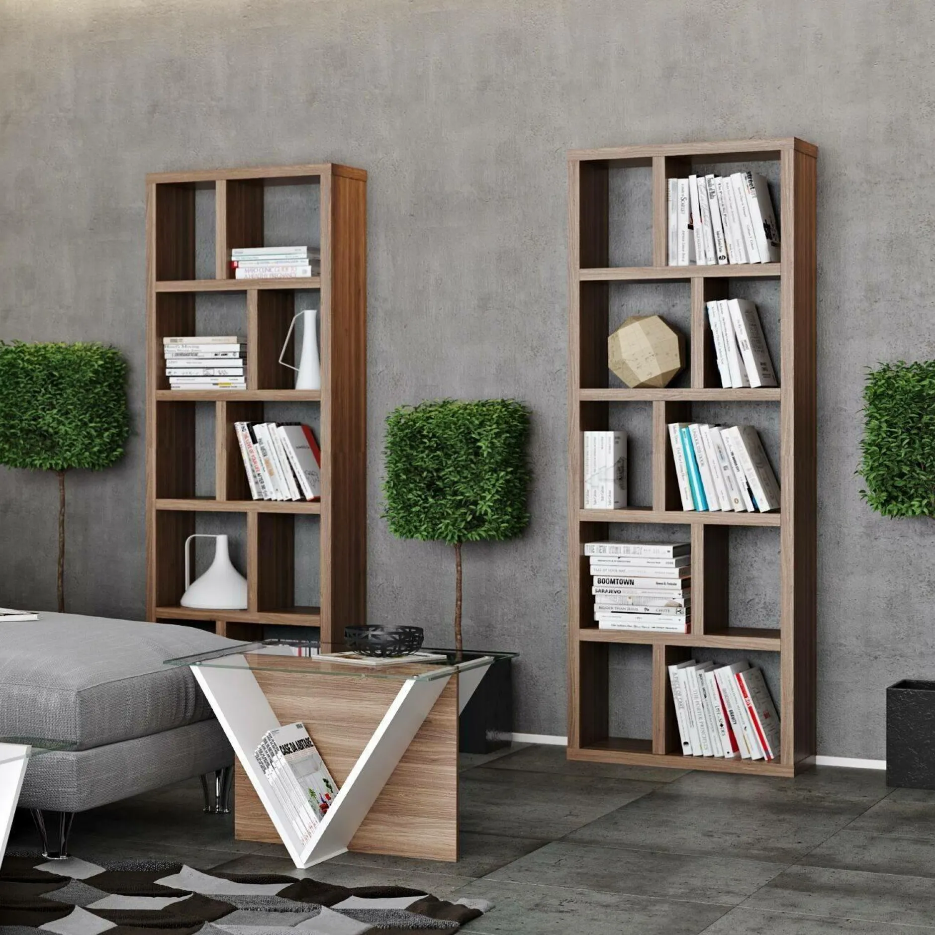 Bibliothèques|Etagères>Camif Bibliothèque 5 niveaux L70 cm Texas - Noyer