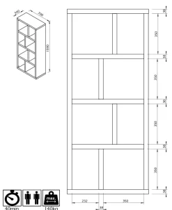 Bibliothèques|Etagères></noscript>Camif Bibliothèque 4 niveaux L70 cm Texas - Naturel