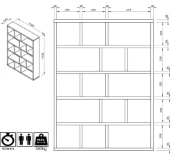 Bibliothèques|Etagères></noscript>Camif Bibliothèque 5 niveaux L150 cm Texas - Noyer