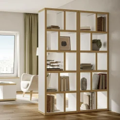 Bibliothèques|Etagères>Camif Bibliothèque 5 niveaux L70 cm Texas - Blanc/Naturel