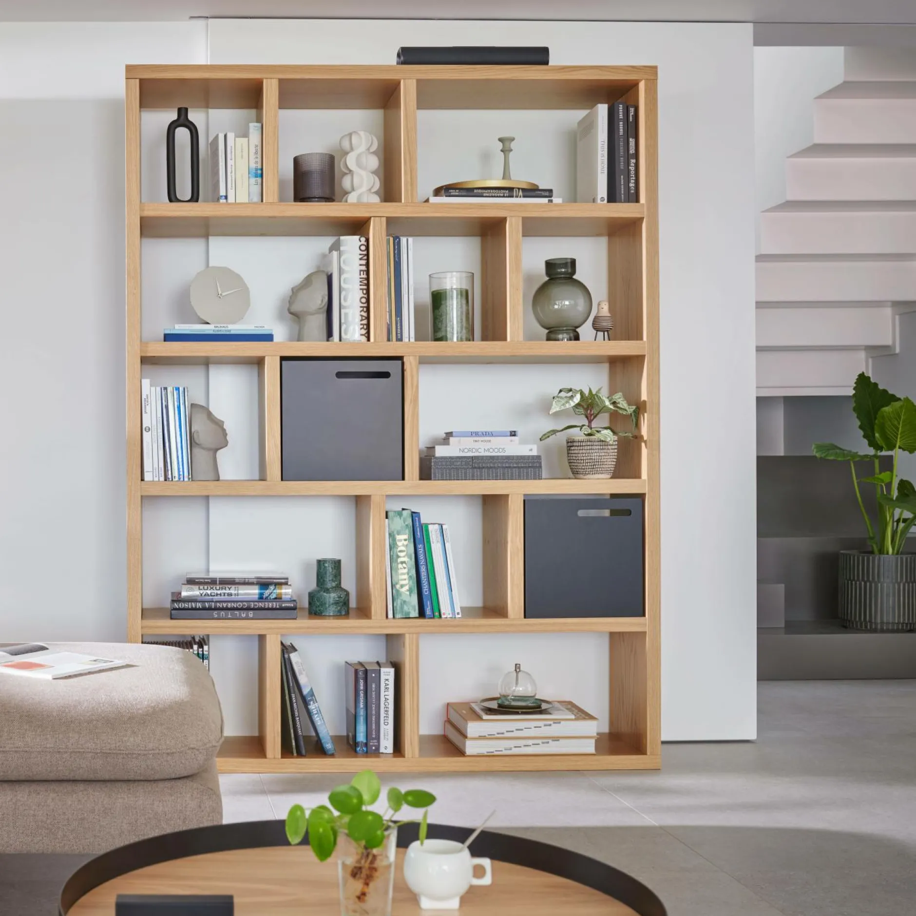 Etagères|Bibliothèques>Camif Bibliothèque 5 niveaux L150 cm Texas - Chêne