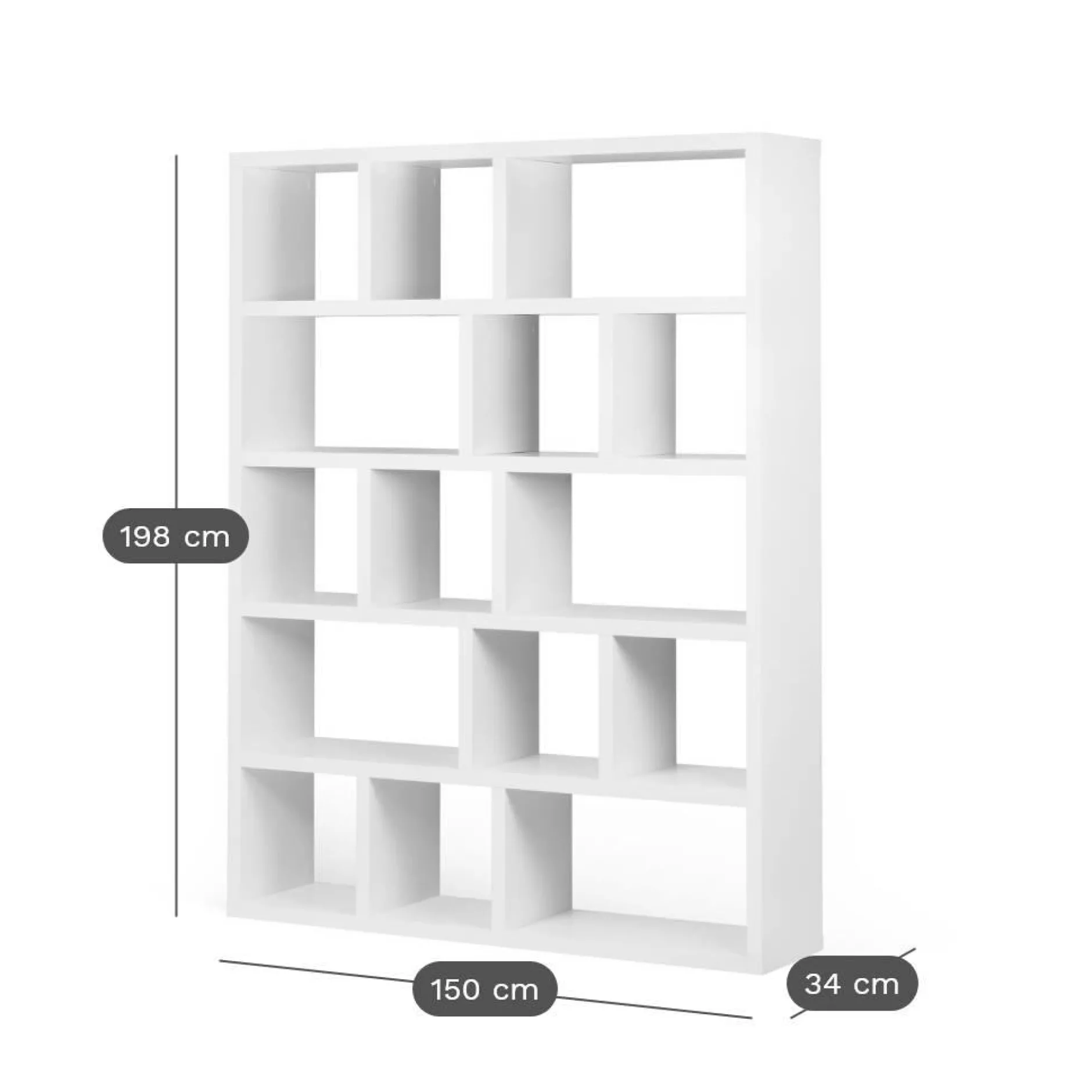 Etagères|Bibliothèques>Camif Bibliothèque 5 niveaux L150 cm Texas - Chêne