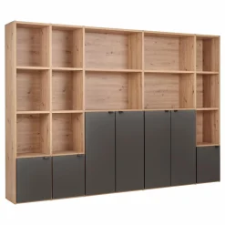 Bibliothèques></noscript>Camif Bibliothèque 7 portes grande version Marlone - Carbone