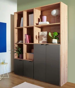 Bibliothèques>Camif Bibliothèque 4 portes moyenne version Marlone - Carbone