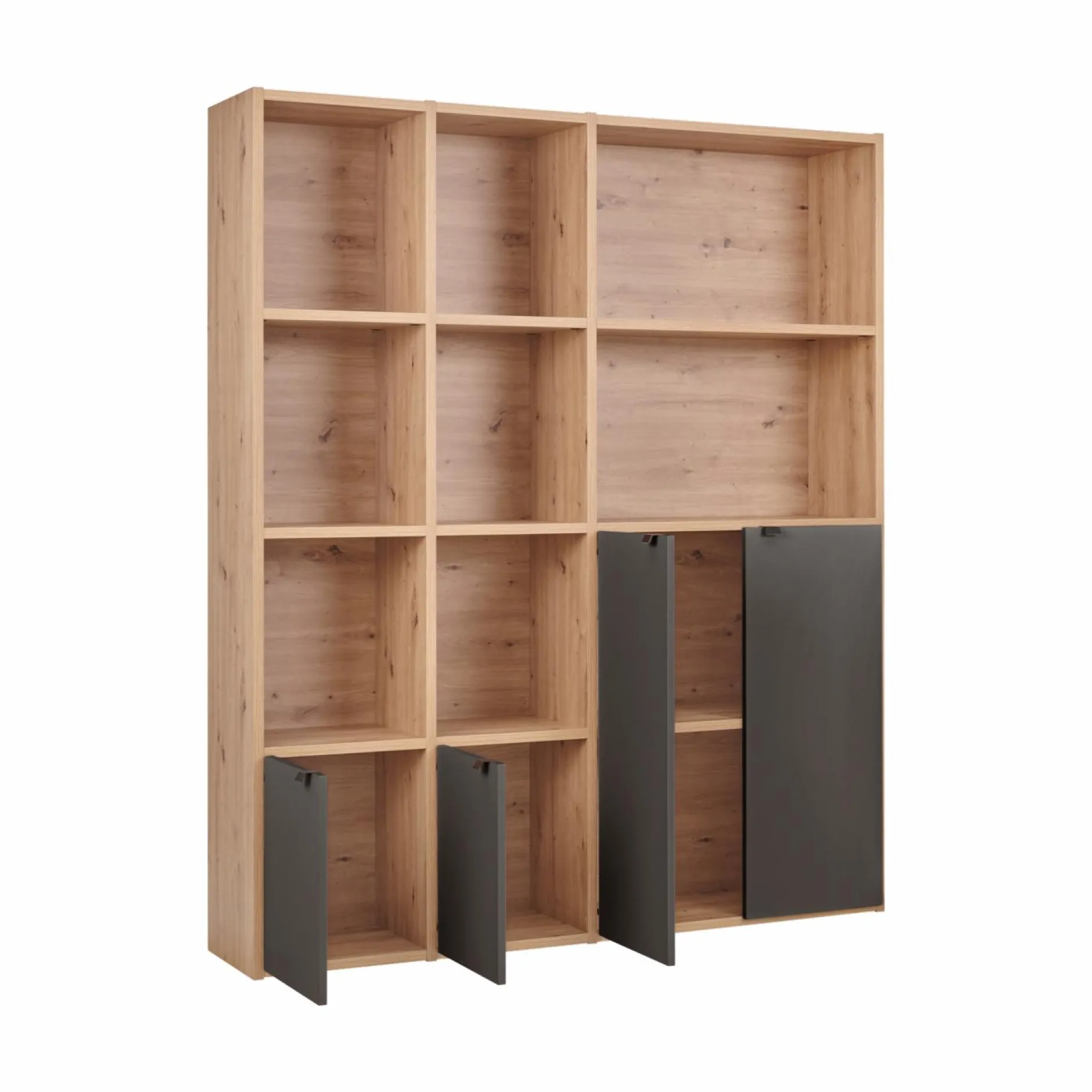Bibliothèques>Camif Bibliothèque 4 portes moyenne version Marlone - Carbone