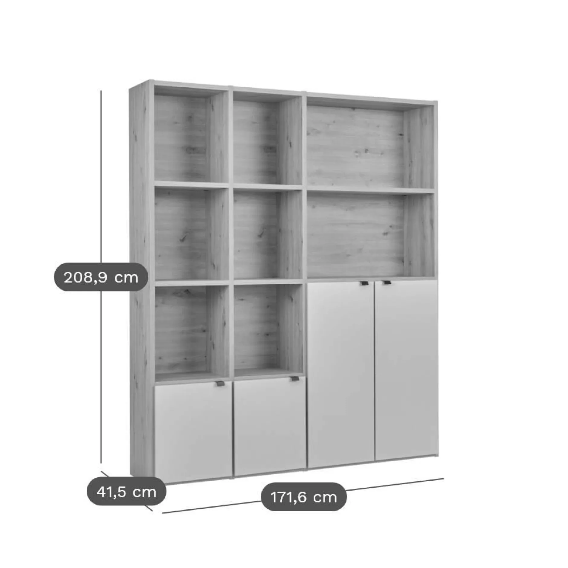 Bibliothèques>Camif Bibliothèque 4 portes moyenne version Marlone - Carbone