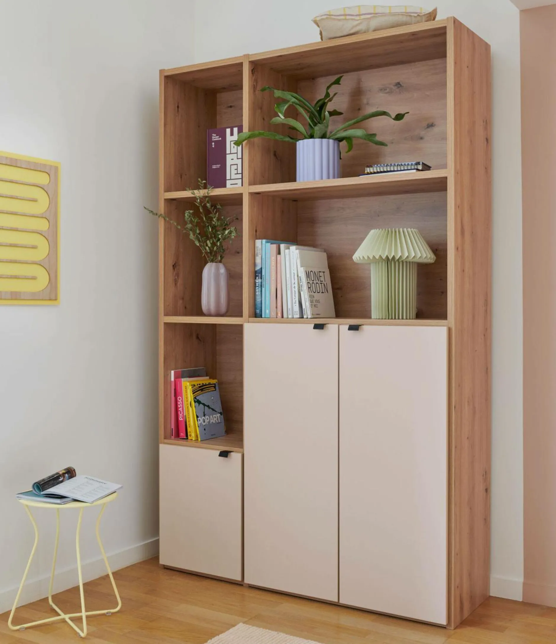 Bibliothèques>Camif Bibliothèque 3 portes petite version Marlone - Perle