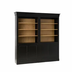 Bibliothèques></noscript>Camif Bibliothèque bois massif 4 portes Embellie - Noir