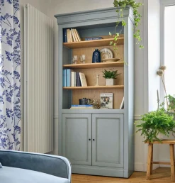 Bibliothèques>Camif Bibliothèque bois massif 2 portes Embellie - Gris