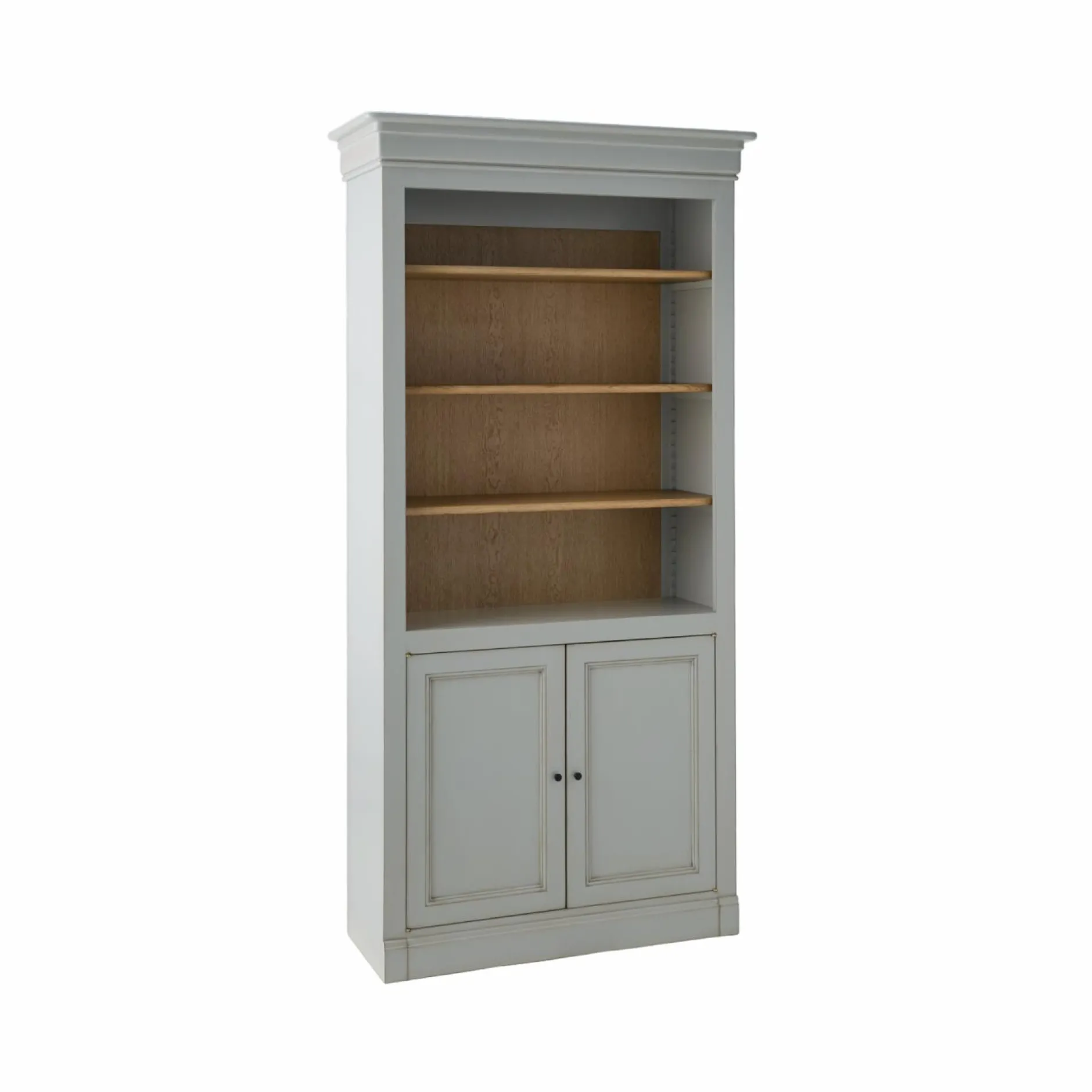 Bibliothèques>Camif Bibliothèque bois massif 2 portes Embellie - Gris