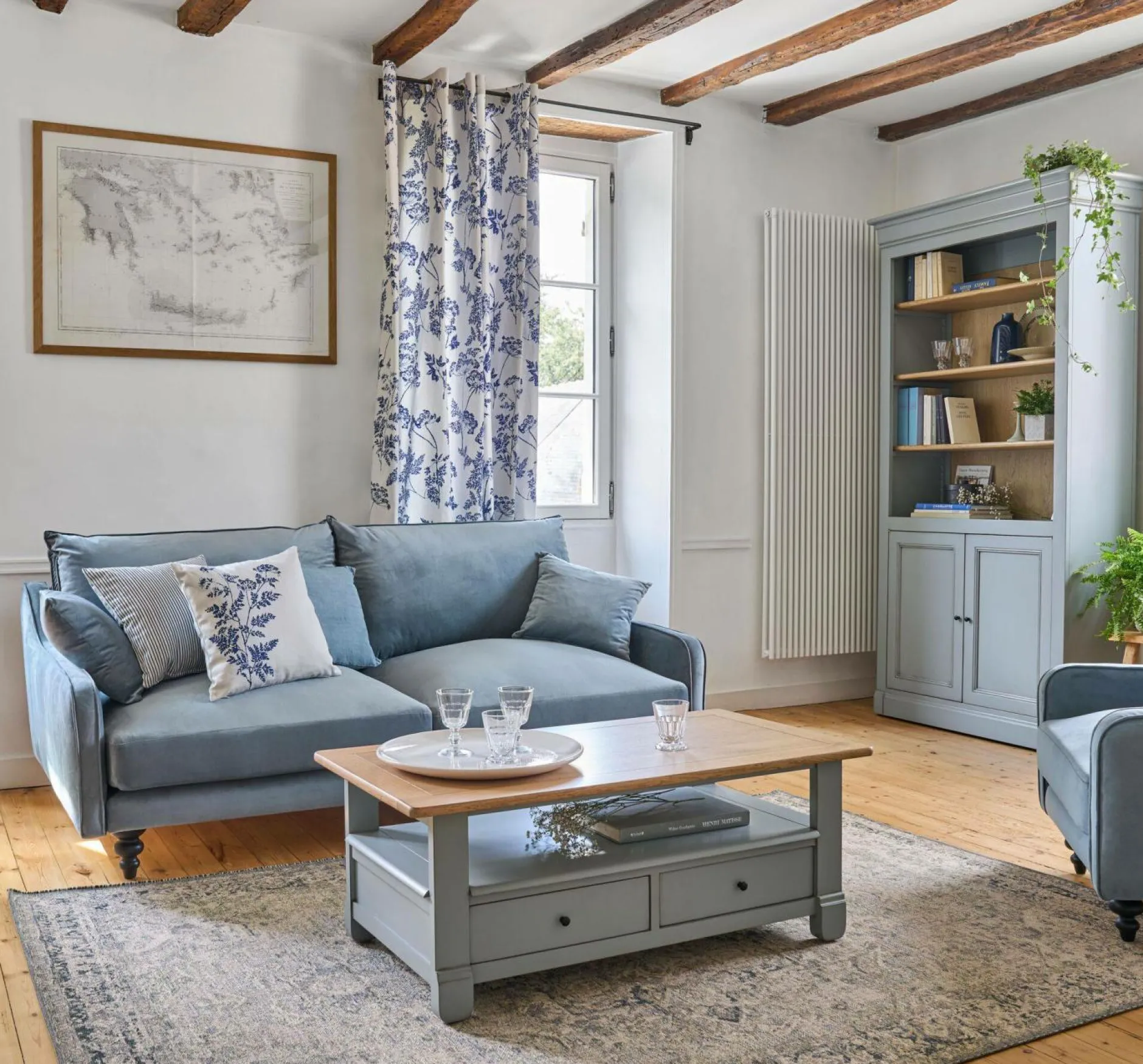 Bibliothèques>Camif Bibliothèque bois massif 2 portes Embellie - Gris