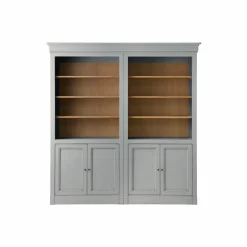 Bibliothèques>Camif Bibliothèque bois massif 4 portes Embellie - Gris