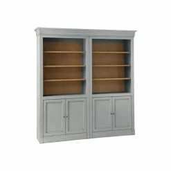 Bibliothèques>Camif Bibliothèque bois massif 4 portes Embellie - Gris