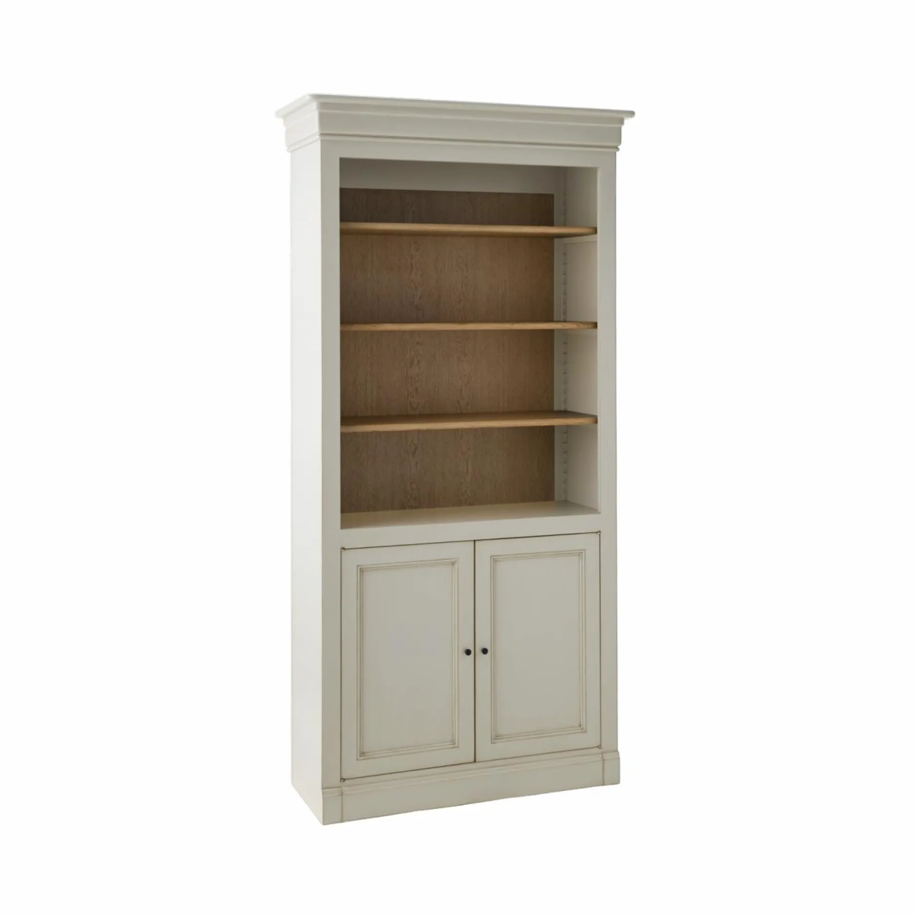 Bibliothèques>Camif Bibliothèque bois massif 2 portes Embellie - Grège