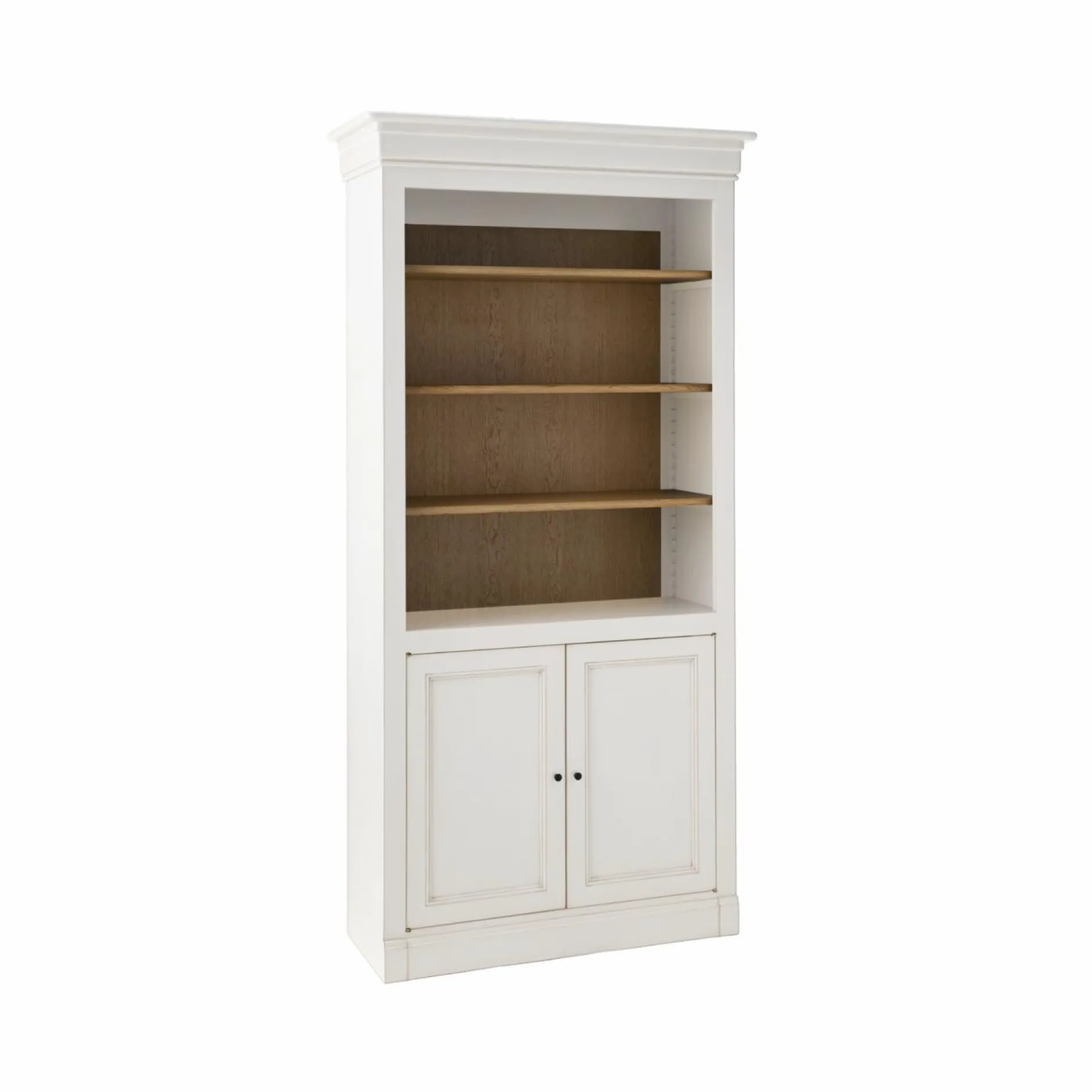 Bibliothèques>Camif Bibliothèque bois massif 2 portes Embellie - Blanc