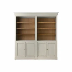 Bibliothèques>Camif Bibliothèque bois massif 4 portes Embellie - Grège