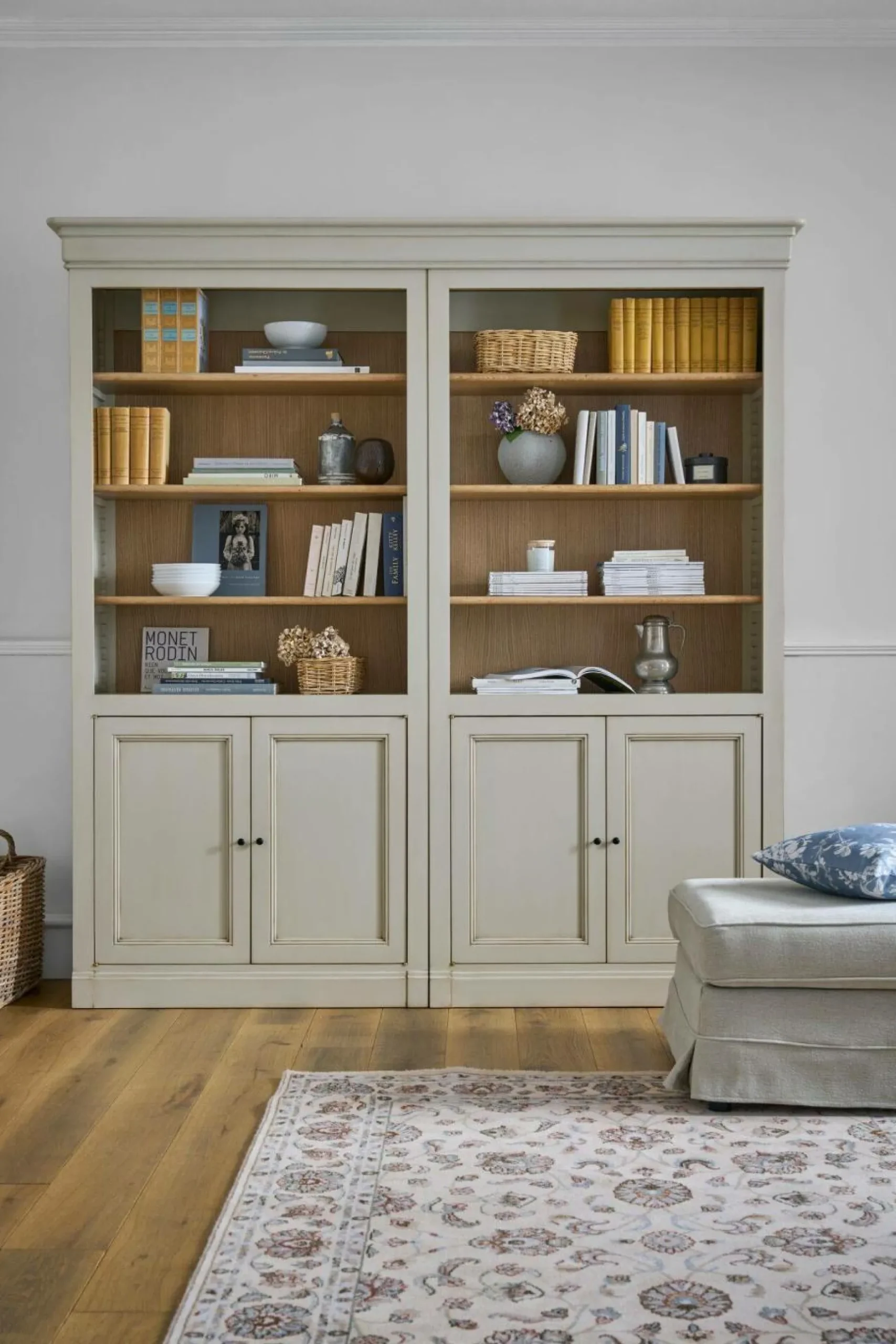 Bibliothèques>Camif Bibliothèque bois massif 4 portes Embellie - Grège