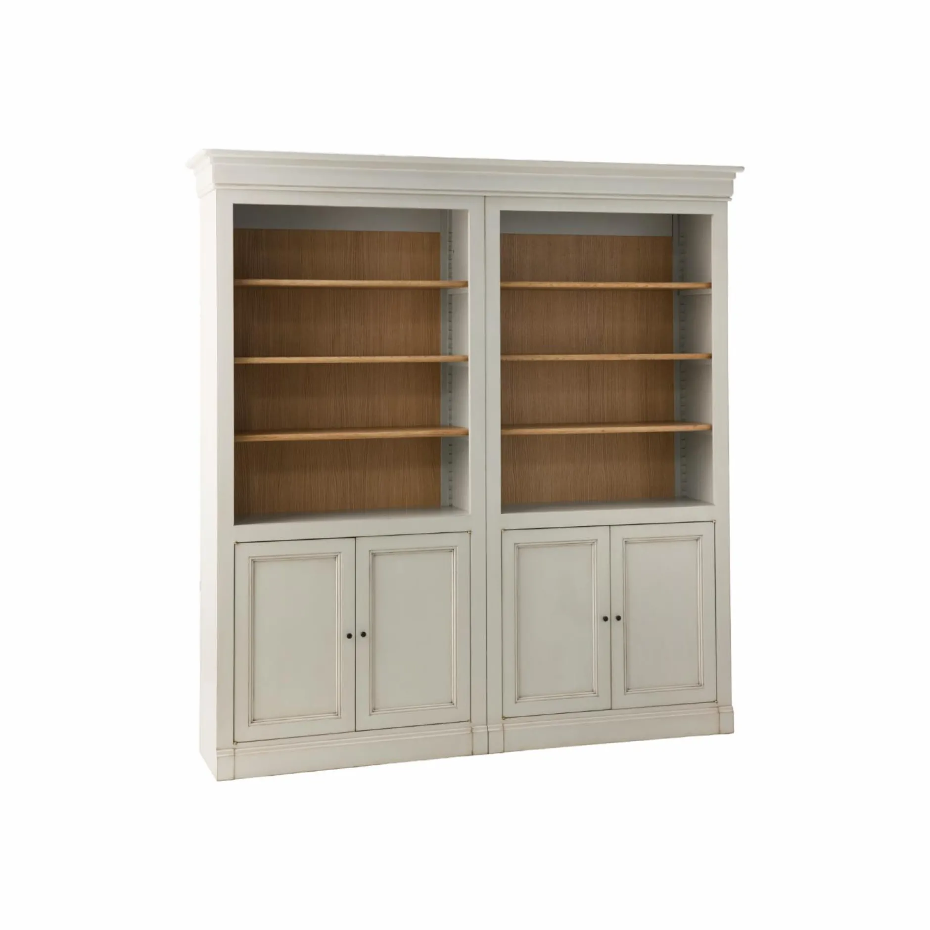 Bibliothèques>Camif Bibliothèque bois massif 4 portes Embellie - Grège
