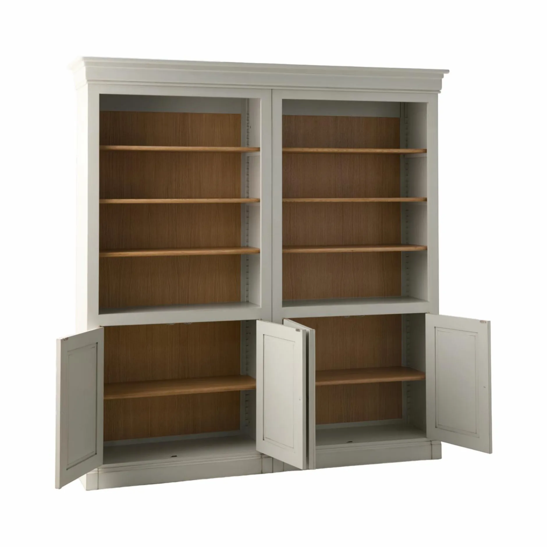 Bibliothèques>Camif Bibliothèque bois massif 4 portes Embellie - Grège