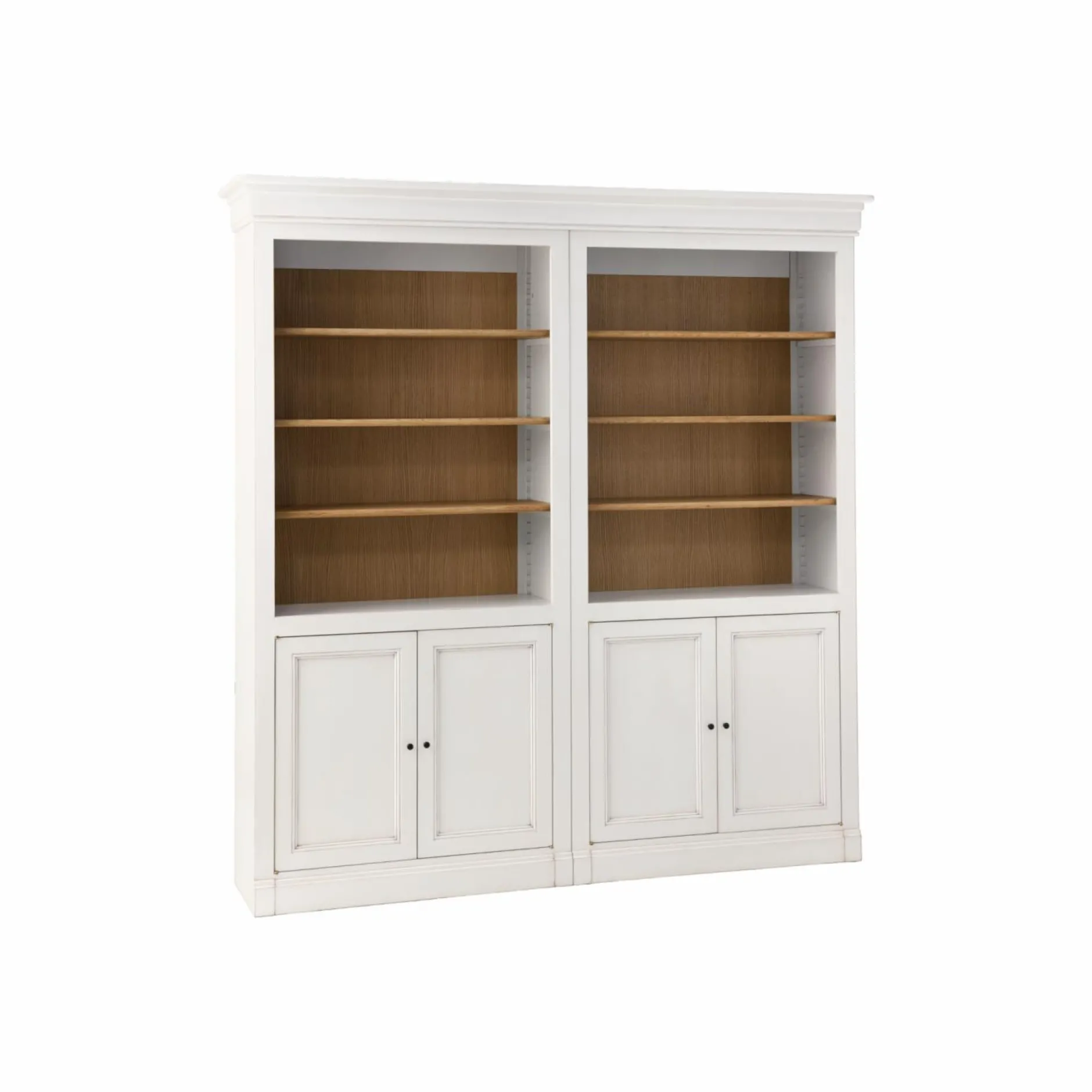 Bibliothèques>Camif Bibliothèque bois massif 4 portes Embellie - Blanc