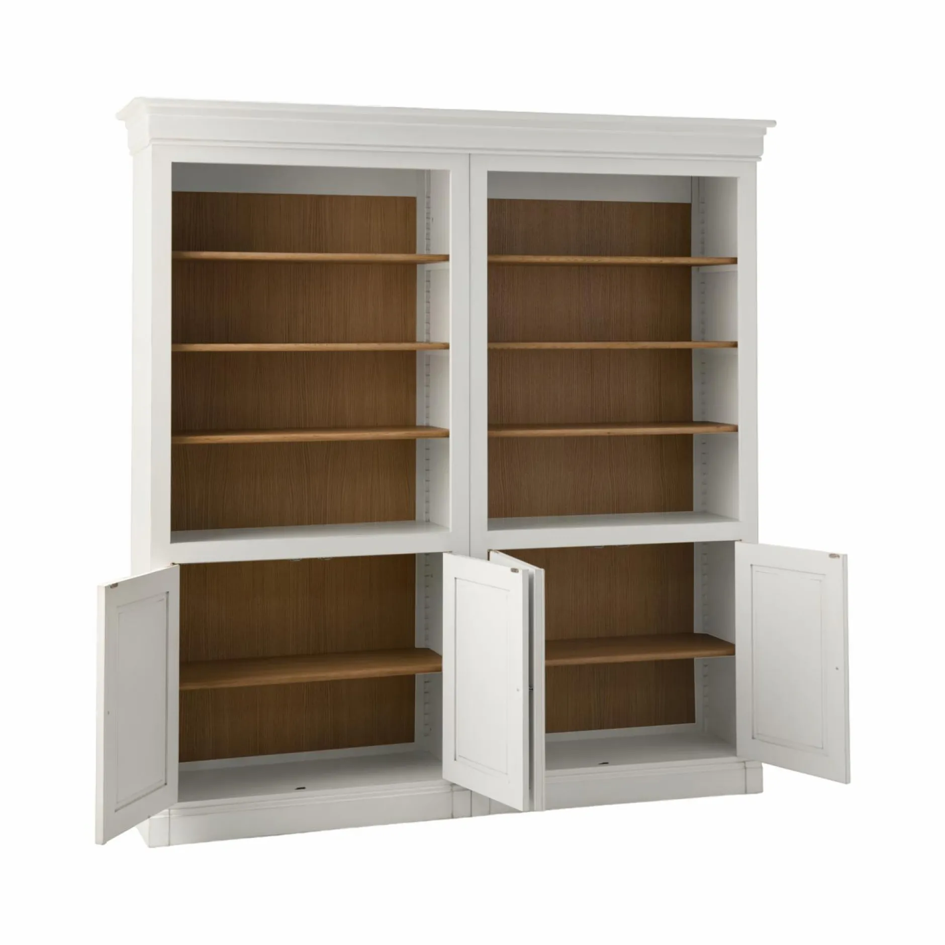 Bibliothèques>Camif Bibliothèque bois massif 4 portes Embellie - Blanc