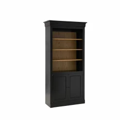 Bibliothèques>Camif Bibliothèque bois massif 2 portes Embellie - Noir