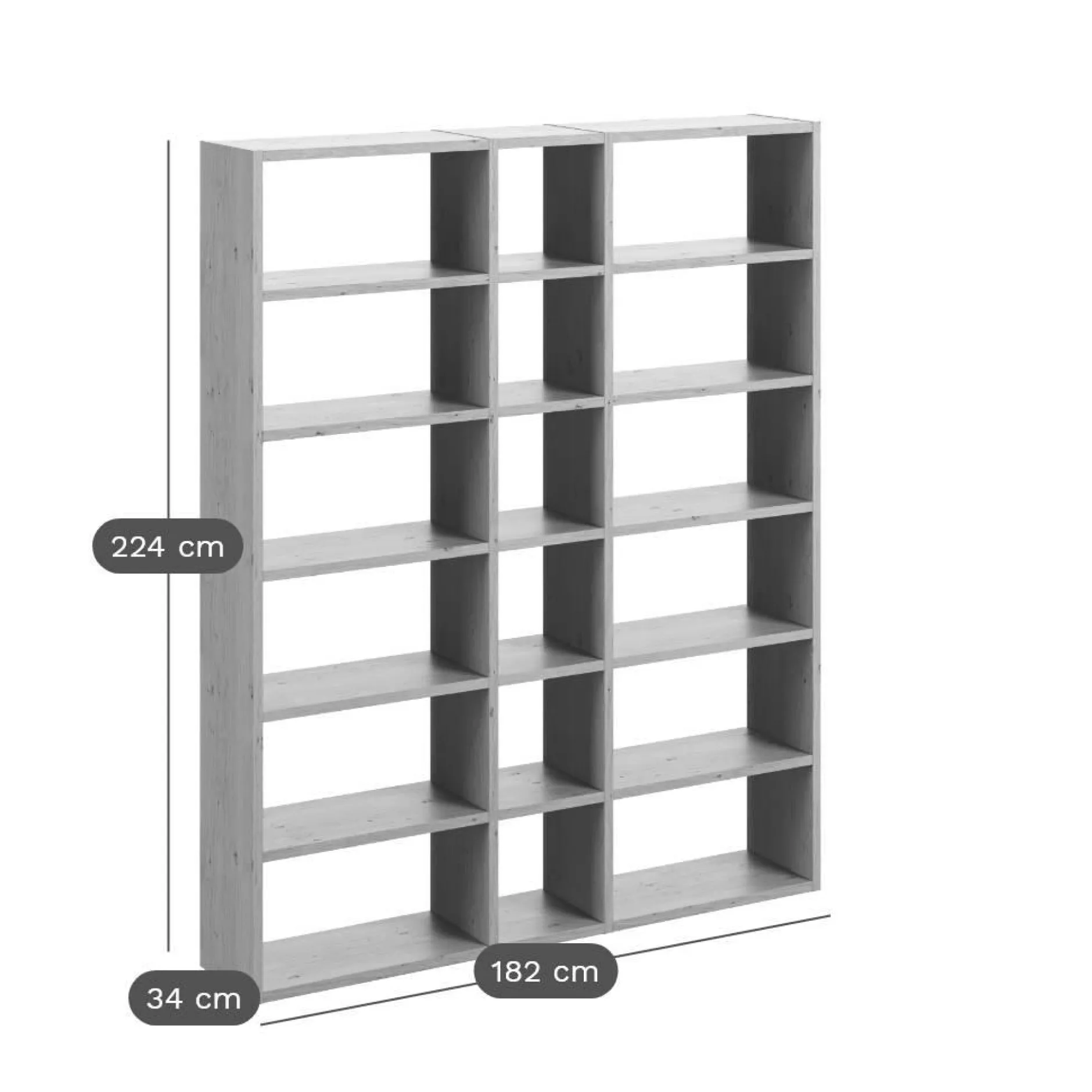 Bibliothèques>Camif Bibliothèque Terrence 2 - - Placage bois véritable Noyer