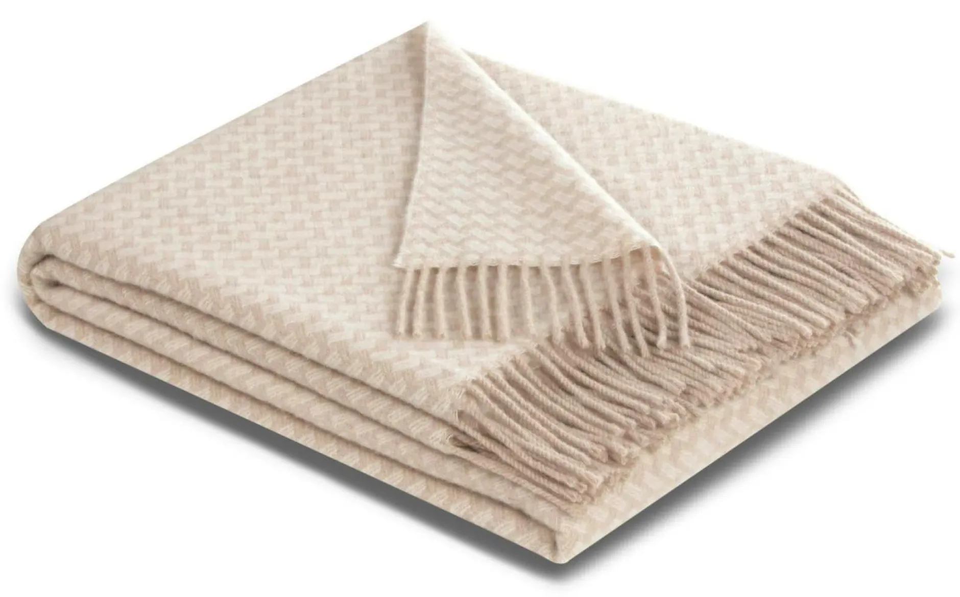 Plaids|Plaids>Camif BIEDERLACK Plaid cachemire et laine Barbara - Beige