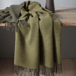 Plaids|Plaids>Camif BIEDERLACK Plaid laine et cachemire Clarence - - 130 x 170 cm Olive/Vert